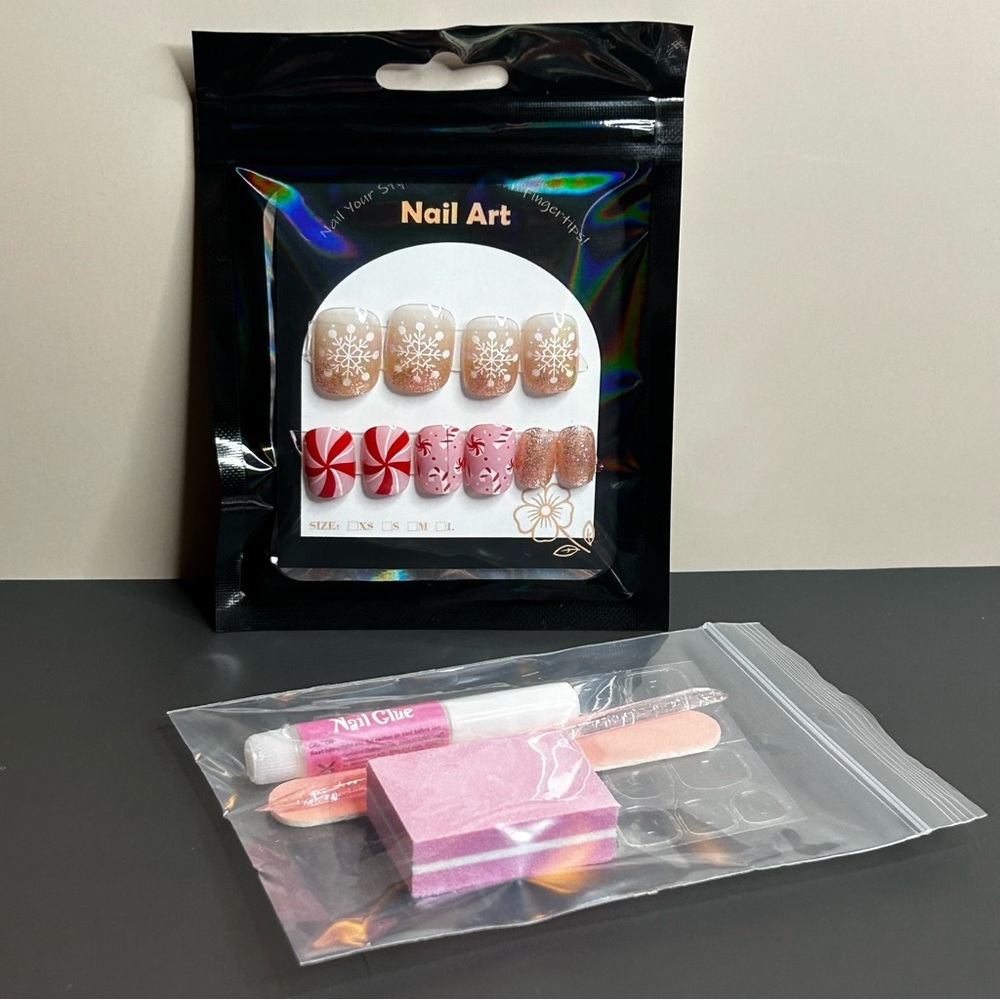 29 Piece Nail Art Set Christmas Candy Cane Winter Theme